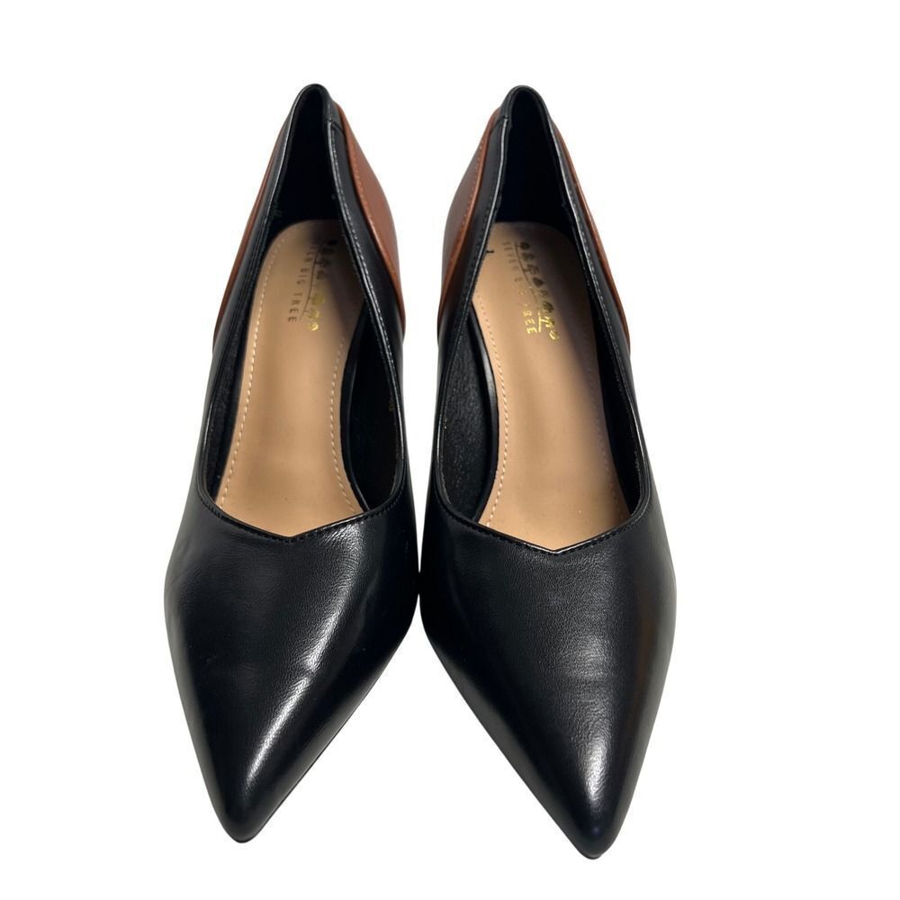 SEVEN BIG TREE Black Brown Color Block Pointed Toe Stiletto Heels Size 40 US 9.5